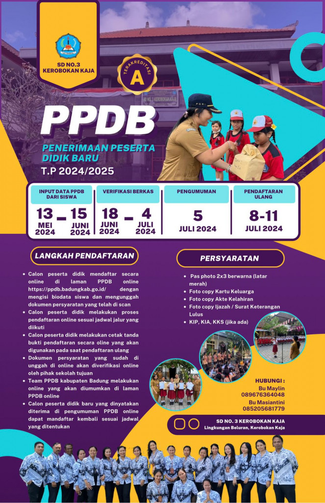 PPDB SD No. 3 Kerobokan Kaja Tahun Pelajaran 2024/2025: Langkah-langkah Pendaftaran dan Persyaratan